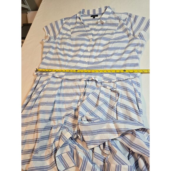 Ellos Womens Striped Button-Front Belted  Short-Sleeve Dress pockets Size 4X - Picture 9 of 11